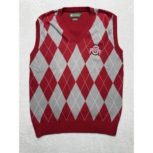 Ohio State Buckeyes Sweater Vest Men's Large Front Diamond Print Sleeveless Top